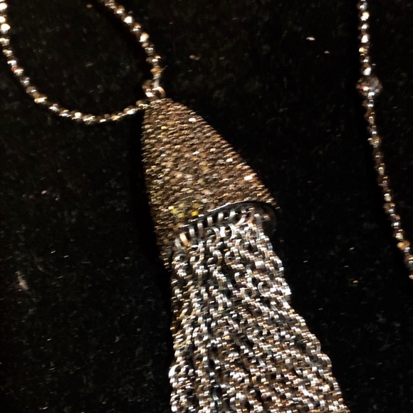 Faceted Hematite & Marcasite Tassel Long Necklace - Picture 11 of 13